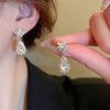 Sparkling Rhinestone Necklace Drop Earrings For Women Geometric Water Droplet Pendant Necklaces Wedding Bride Jewelry Sets
