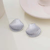 Stainless Steel Big Textured Shell Big Stud Earrings for Women Cute Geometric Gold Plated Earrings Summer Beach Jewelry Gift