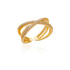 Stainless Steel Heart Rings For Women Zircon Gold Plated Heart Adjustable Ring Femme Wedding Party Accessories Jewelry Gift 2023