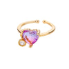 Stainless Steel Heart Rings For Women Zircon Gold Plated Heart Adjustable Ring Femme Wedding Party Accessories Jewelry Gift 2023