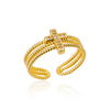 Stainless Steel Heart Rings For Women Zircon Gold Plated Heart Adjustable Ring Femme Wedding Party Accessories Jewelry Gift 2023