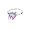 Stainless Steel Heart Rings For Women Zircon Gold Plated Heart Adjustable Ring Femme Wedding Party Accessories Jewelry Gift 2023