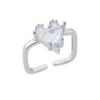 Stainless Steel Heart Rings For Women Zircon Gold Plated Heart Adjustable Ring Femme Wedding Party Accessories Jewelry Gift 2023