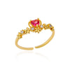 Stainless Steel Heart Rings For Women Zircon Gold Plated Heart Adjustable Ring Femme Wedding Party Accessories Jewelry Gift 2023