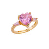Stainless Steel Heart Rings For Women Zircon Gold Plated Heart Adjustable Ring Femme Wedding Party Accessories Jewelry Gift 2023