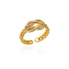 Stainless Steel Heart Rings For Women Zircon Gold Plated Heart Adjustable Ring Femme Wedding Party Accessories Jewelry Gift 2023