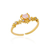 Stainless Steel Heart Rings For Women Zircon Gold Plated Heart Adjustable Ring Femme Wedding Party Accessories Jewelry Gift 2023