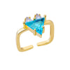 Stainless Steel Heart Rings For Women Zircon Gold Plated Heart Adjustable Ring Femme Wedding Party Accessories Jewelry Gift 2023