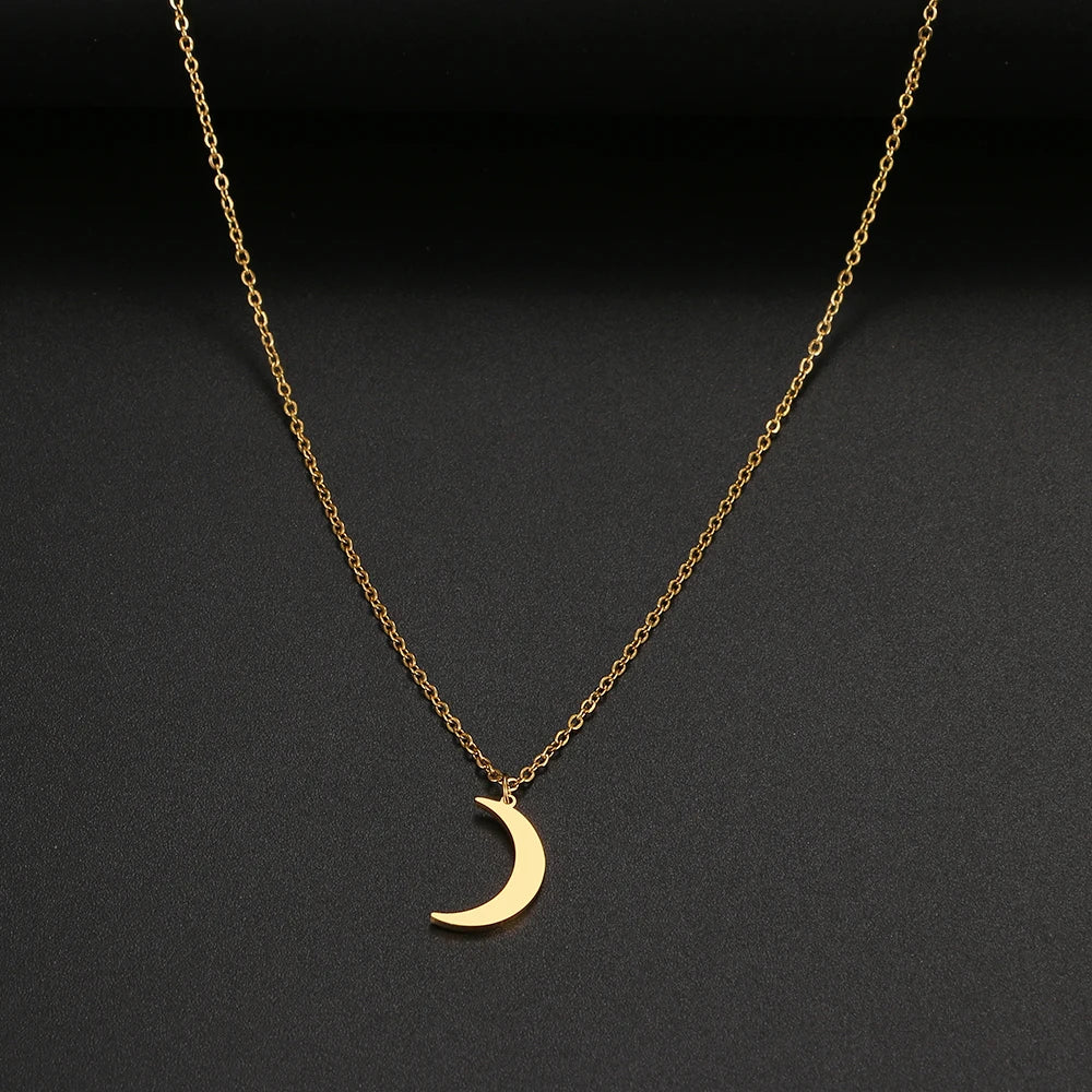 Stainless Steel Necklace   Moon Chain Pendant Simplicity Necklaces For Women Jewelry Accessories Party Charm Gifts