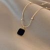 Stainless Steel Necklaces Black Exquisite Minimalist Square Pendant Choker Chains  Necklace For Women Jewelry Party Gifts