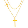 Stainless Steel Necklaces Cross Pendant Choker Multilayer Chain Double Stacked Wear Light   Fine Necklace For Women Jewelry