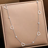Stainless Steel Necklaces Elegant Hollow Heart Light   Crystal Zircon Choker Chain Creative Necklace For Women Jewelry New