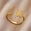 Stainless Steel Rings For Women Men Gold Color Hollow Wide Ring Female Male Party Finger Jewelry Gift  Trend