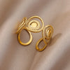 Stainless Steel Rings For Women Men Gold Color Hollow Wide Ring Female Male Party Finger Jewelry Gift  Trend