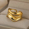 Stainless Steel Rings For Women Men Gold Color Hollow Wide Ring Female Male Party Finger Jewelry Gift  Trend