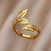 Stainless Steel Rings For Women Men Gold Color Hollow Wide Ring Female Male Party Finger Jewelry Gift  Trend