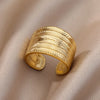 Stainless Steel Rings For Women Men Gold Color Hollow Wide Ring Female Male Party Finger Jewelry Gift  Trend