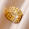Stainless Steel Rings For Women Men Gold Color Hollow Wide Ring Female Male Party Finger Jewelry Gift  Trend