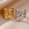 Stainless Steel Rings For Women Men Gold Color Hollow Wide Ring Female Male Party Finger Jewelry Gift  Trend