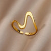 Stainless Steel Rings For Women Men Gold Color Hollow Wide Ring Female Male Party Finger Jewelry Gift  Trend
