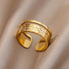 Stainless Steel Rings For Women Men Gold Color Hollow Wide Ring Female Male Party Finger Jewelry Gift  Trend