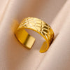 Stainless Steel Rings For Women Men Gold Color Hollow Wide Ring Female Male Party Finger Jewelry Gift  Trend