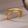 Stainless Steel Rings For Women Men Gold Color Hollow Wide Ring Female Male Party Finger Jewelry Gift  Trend