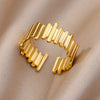 Stainless Steel Rings For Women Men Gold Color Hollow Wide Ring Female Male Party Finger Jewelry Gift  Trend