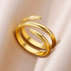 Stainless Steel Rings For Women Men Gold Color Hollow Wide Ring Female Male Party Finger Jewelry Gift  Trend