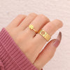 Stainless Steel Rings Trendy Vintage Clover  Adjustable Couple Ring For Women Jewelry Wedding Eachother Gifts 2Pcs/set