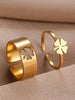 Stainless Steel Rings Trendy Vintage Clover  Adjustable Couple Ring For Women Jewelry Wedding Eachother Gifts 2Pcs/set