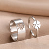 Stainless Steel Rings Trendy Vintage Clover  Adjustable Couple Ring For Women Jewelry Wedding Eachother Gifts 2Pcs/set