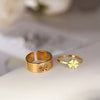 Stainless Steel Rings Trendy Vintage Clover  Adjustable Couple Ring For Women Jewelry Wedding Eachother Gifts 2Pcs/set