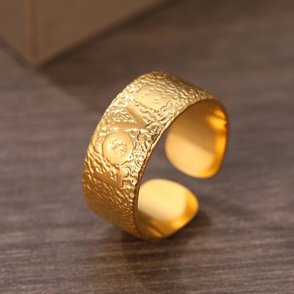 Stainless Steel Rings Vintage Exquisite Adjustable Open Hollow Rings For Women Jewelry Banquet Gifts Non-fading High-quality New