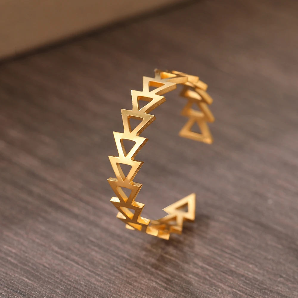 Stainless Steel Rings Vintage Exquisite Adjustable Open Hollow Rings For Women Jewelry Banquet Gifts Non-fading High-quality New