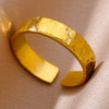 Stainless Steel Rings for Women 18K Gold Plated Couple Jewelry Aesthetic Accessorie Adjustable Punk Embossed Hollow Wide Ring
