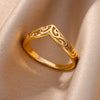 Stainless Steel Rings for Women Aesthetic Sunflower Gold Plated Wedding Couple Ring Jewelry Vintage Accessories