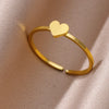 Stainless Steel Rings for Women Aesthetic Sunflower Gold Plated Wedding Couple Ring Jewelry Vintage Accessories