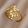 Stainless Steel Rings for Women Aesthetic Sunflower Gold Plated Wedding Couple Ring Jewelry Vintage Accessories
