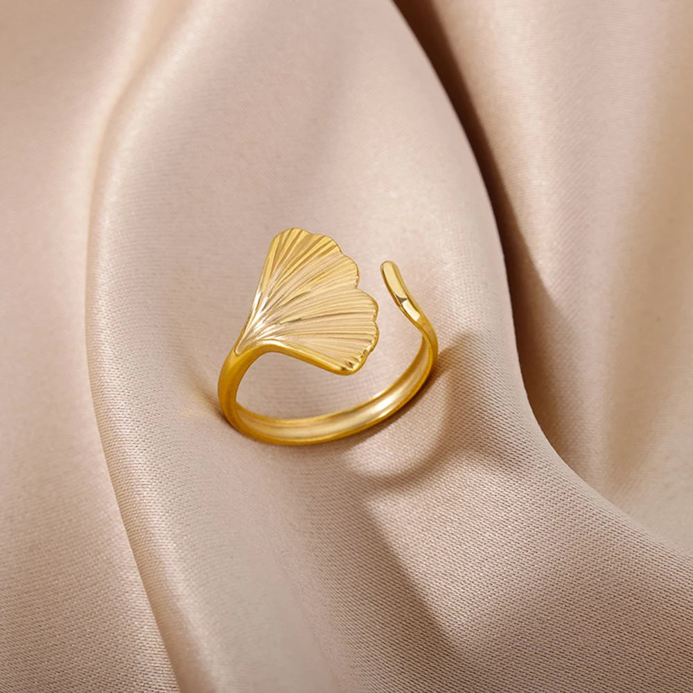 Stainless Steel Rings for Women Aesthetic Sunflower Gold Plated Wedding Couple Ring Jewelry Vintage Accessories