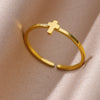 Stainless Steel Rings for Women Aesthetic Sunflower Gold Plated Wedding Couple Ring Jewelry Vintage Accessories
