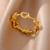 Stainless Steel Rings for Women Aesthetic Sunflower Gold Plated Wedding Couple Ring Jewelry Vintage Accessories