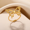 Stainless Steel Rings for Women Aesthetic Sunflower Gold Plated Wedding Couple Ring Jewelry Vintage Accessories