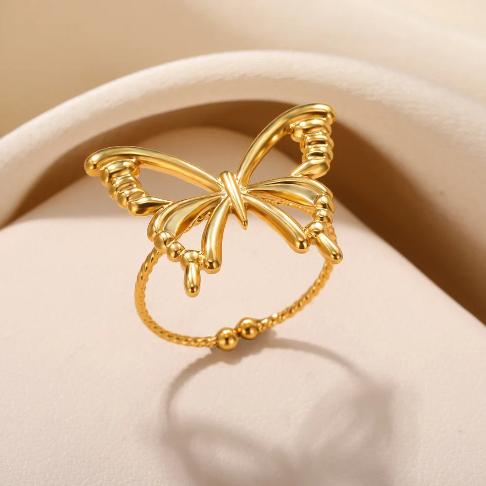Stainless Steel Rings for Women Aesthetic Sunflower Gold Plated Wedding Couple Ring Jewelry Vintage Accessories