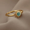 Stainless Steel Rings for Women Aesthetic Sunflower Gold Plated Wedding Couple Ring Jewelry Vintage Accessories