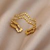 Stainless Steel Rings for Women Aesthetic Sunflower Gold Plated Wedding Couple Ring Jewelry Vintage Accessories