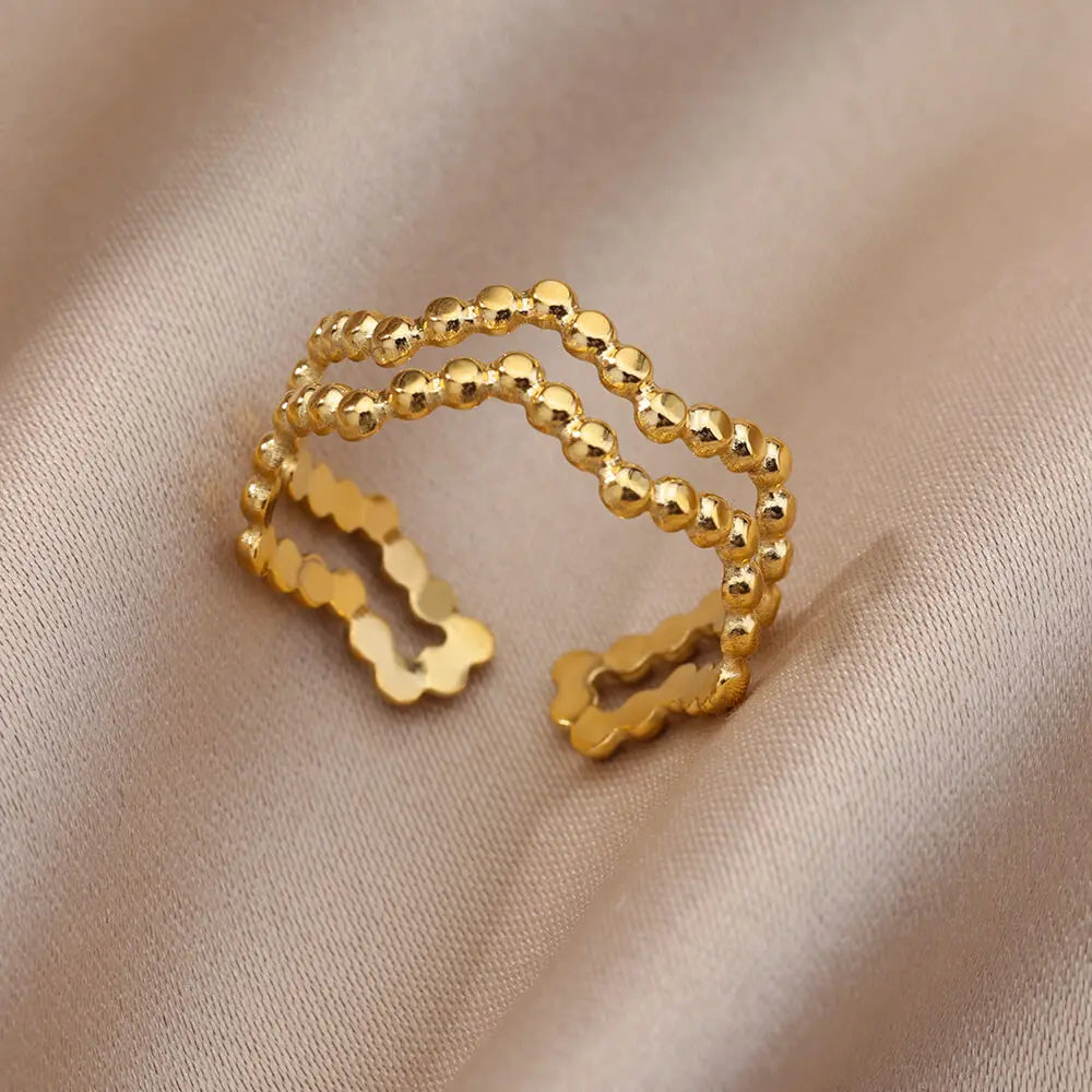 Stainless Steel Rings for Women Aesthetic Sunflower Gold Plated Wedding Couple Ring Jewelry Vintage Accessories