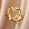 Stainless Steel Rings for Women Aesthetic Sunflower Gold Plated Wedding Couple Ring Jewelry Vintage Accessories