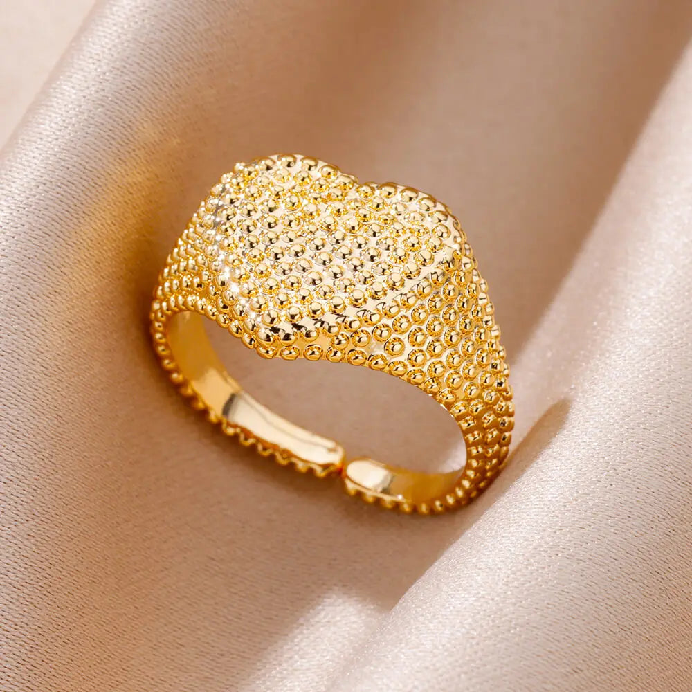 Stainless Steel Rings for Women Aesthetic Sunflower Gold Plated Wedding Couple Ring Jewelry Vintage Accessories