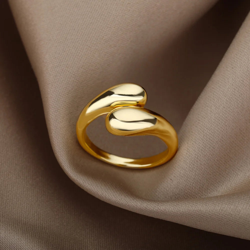 Stainless Steel Rings for Women Aesthetic Sunflower Gold Plated Wedding Couple Ring Jewelry Vintage Accessories